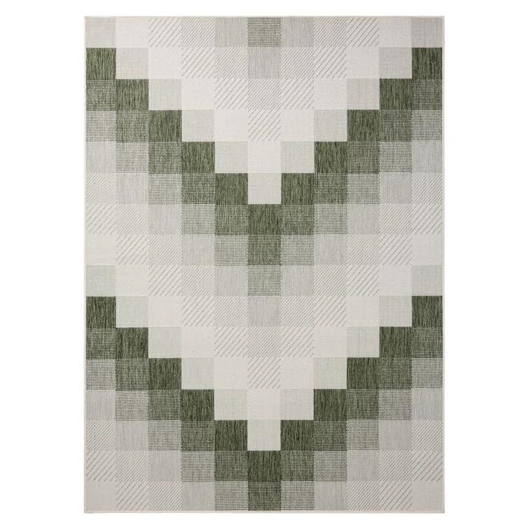 NICOLE MILLER NEW YORK Patio Country Ombre Chevron Outdoor Area Rug, Green/Cream