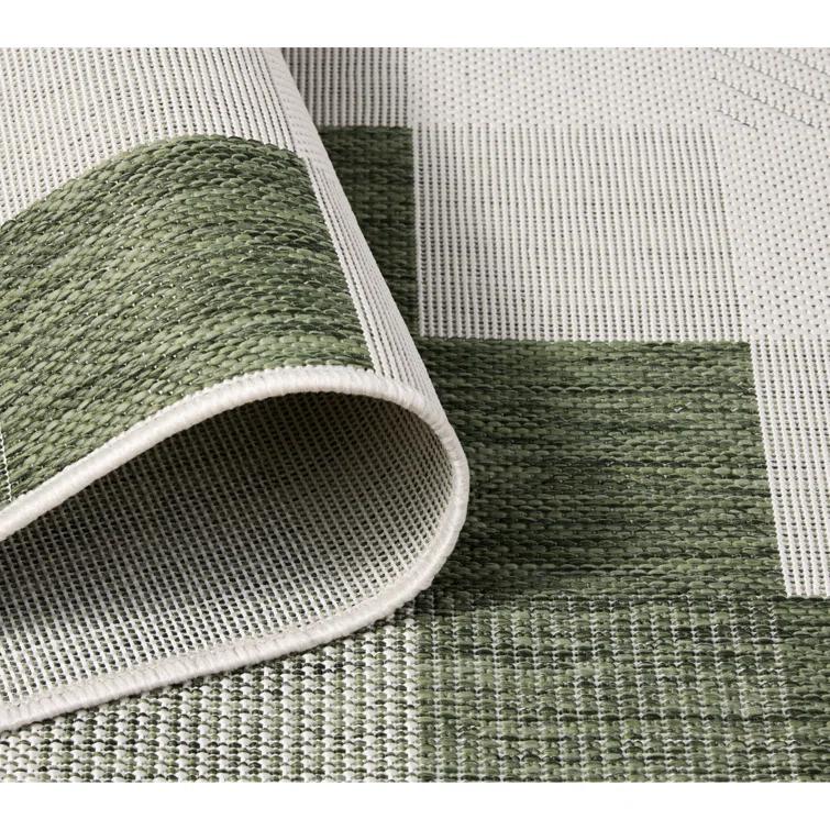 NICOLE MILLER NEW YORK Patio Country Ombre Chevron Outdoor Area Rug, Green/Cream