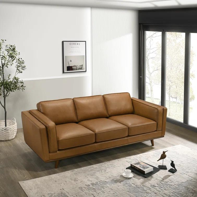 Rosanella 89'' Genuine Leather Sofa