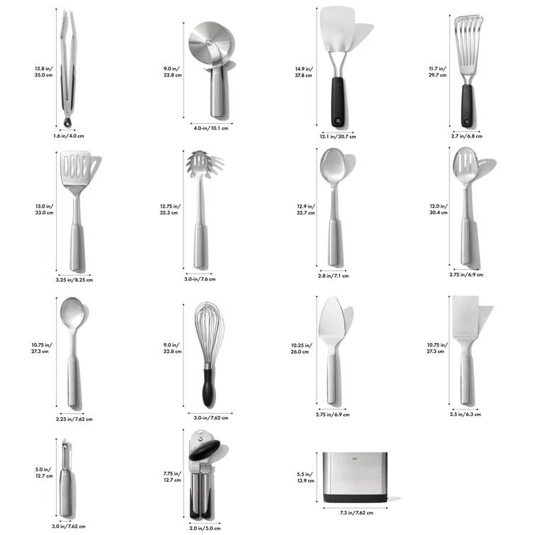 OXO ® Steel 15-Piece Stainless Steel Utensil Set