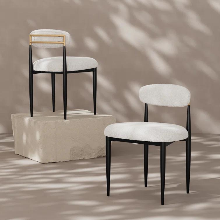 2 Pieces Boucle Armless Dining Chair, Upholstered Accent Chair