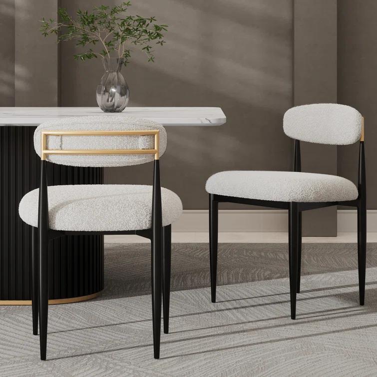 2 Pieces Boucle Armless Dining Chair, Upholstered Accent Chair