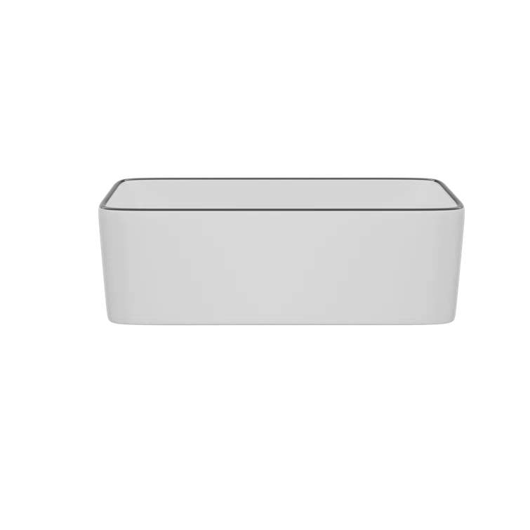 DeerValley DV-1V0317 Deervalley Liberty 16'' X 12'' Rectangular Vitreous China Vessel Bathroom Sink, White With Black Striped Edge