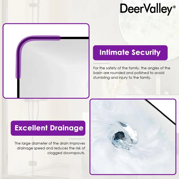 DeerValley DV-1V0317 Deervalley Liberty 16'' X 12'' Rectangular Vitreous China Vessel Bathroom Sink, White With Black Striped Edge