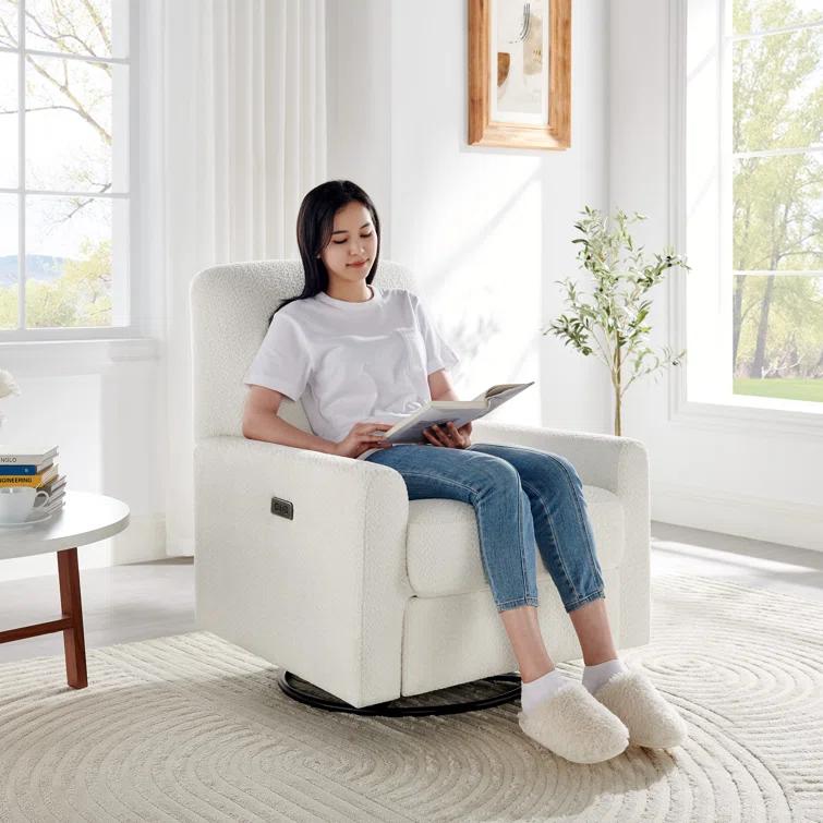 31.5 Inch Boucle Swivel Glider Power Recliner