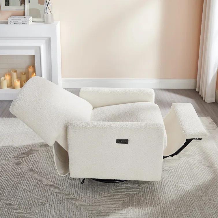 31.5 Inch Boucle Swivel Glider Power Recliner
