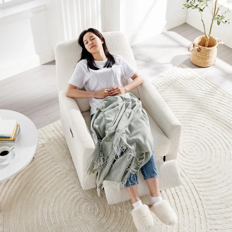 31.5 Inch Boucle Swivel Glider Power Recliner