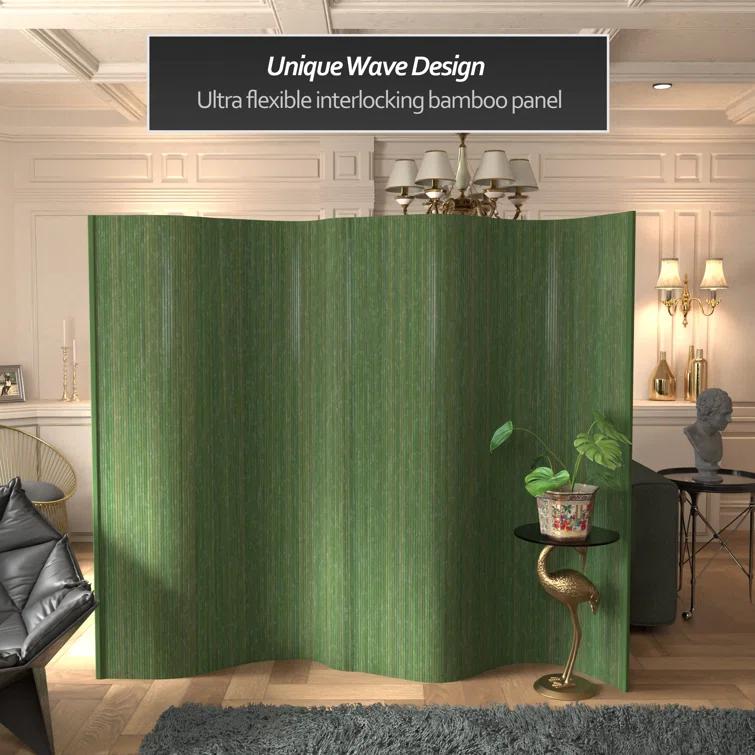 6 ft. Tall Bamboo Wave Screen - Distressed Green