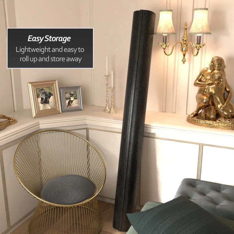 Red Lantern 6 ft. Tall Bamboo Wave Screen - Black