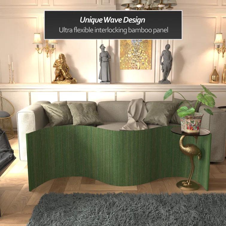 2 ft. Short Bamboo Wave Screen - Distressed Green