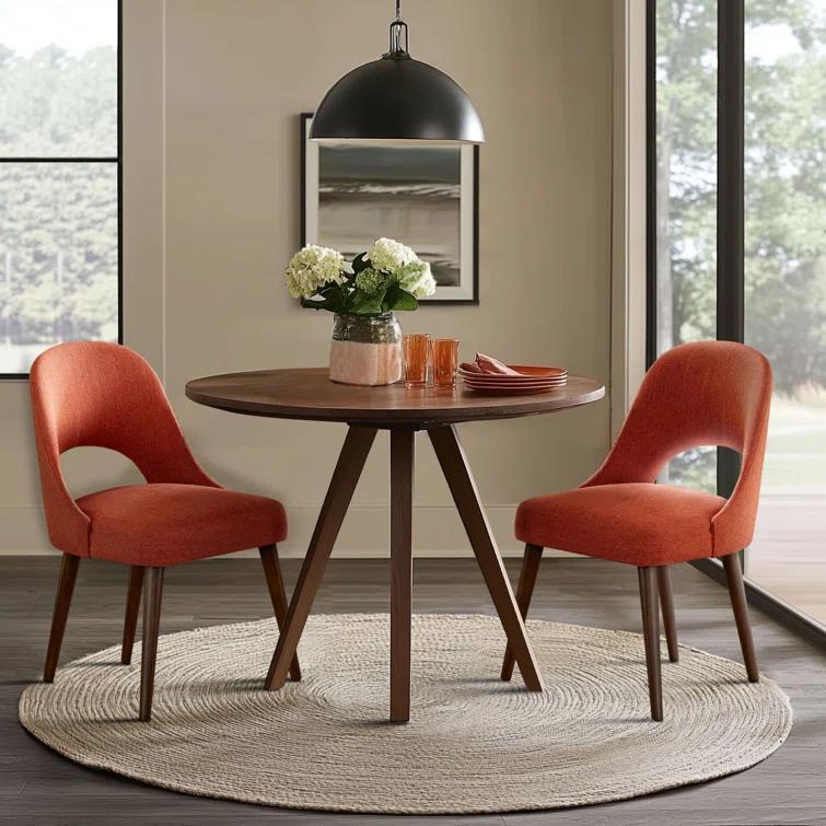 Nola Upholstered Dining Side Chairs with Cutout Back Design