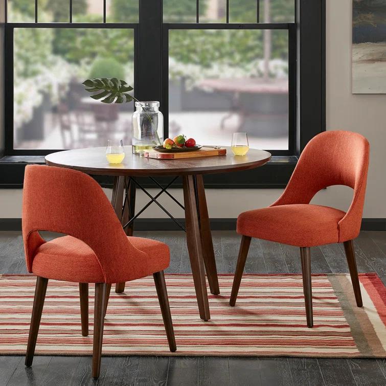 Nola Upholstered Dining Side Chairs with Cutout Back Design