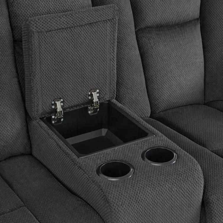 Power Reclining Sofa with Heat and Massage, USB Ports, Cup Holders, 3-Seat Dual Recliner Sofa