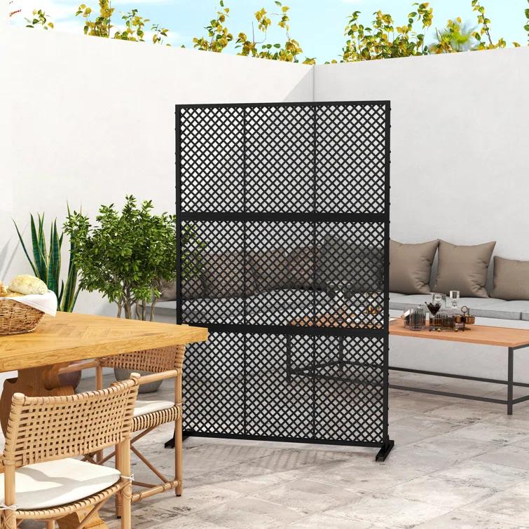 UIXE 72.05''H x 47.75''W Wicker Privacy Metal Screen Fence Panel Double Colored Screen