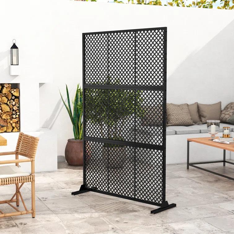 UIXE 72.05''H x 47.75''W Wicker Privacy Metal Screen Fence Panel Double Colored Screen