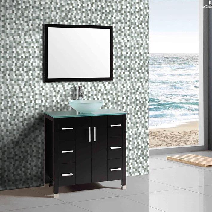Geo 1 in. x 1 in. Textured Glass Straight Edge Brick Mosaic Wall & Pool Tile