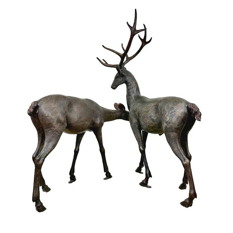 Metropolitan Galleries Bronze Buck and Doe 2 Piece Sculpture Set