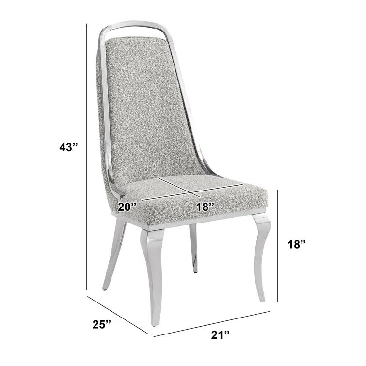 Tempered Glass Dining Set With Boucle Fabric Side Chairs