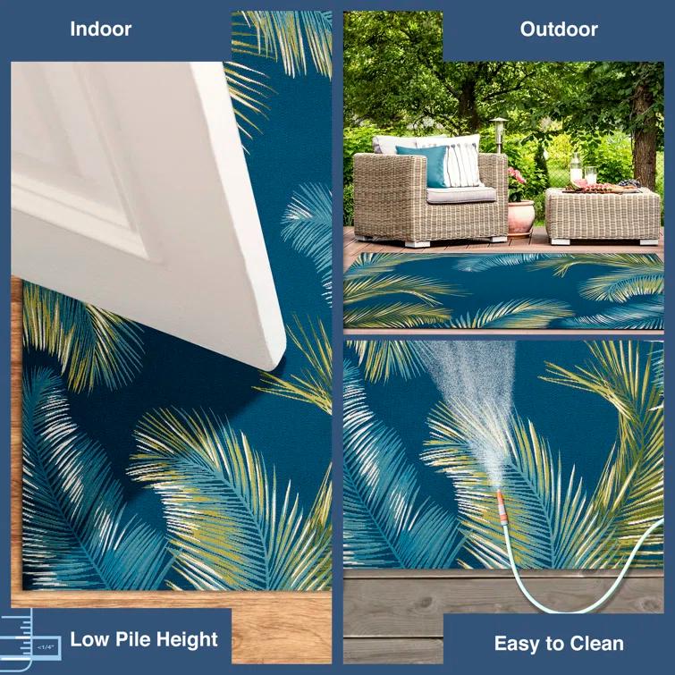 Shira Floral Navy/Green Indoor / Outdoor Area Rug