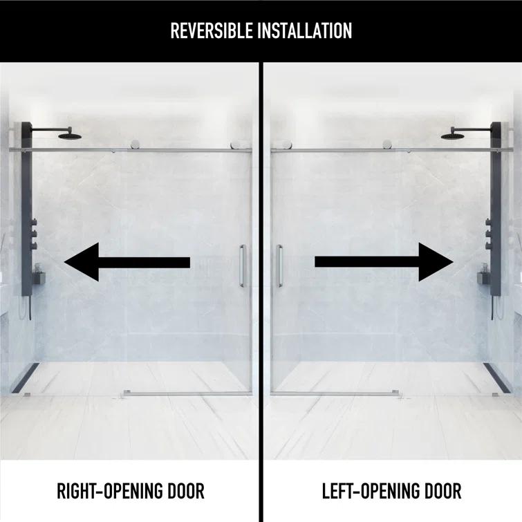 Elan 68-72" W x 76" H Sliding Frameless Shower Door with 3/8" Clear Glass