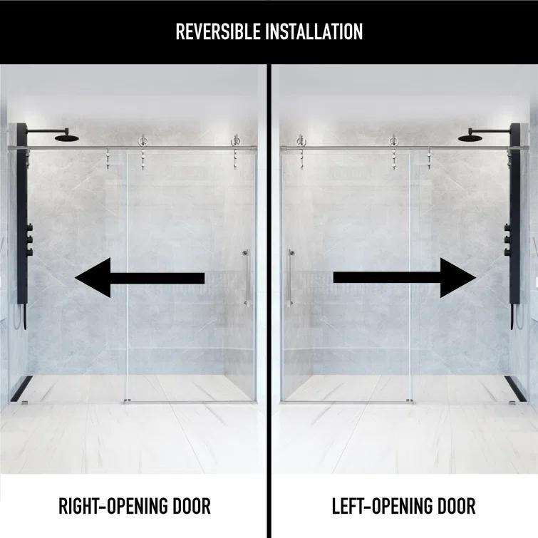 Hamilton 56-60" W x 78" H Sliding Frameless Shower Door with 3/8" Clear Glass