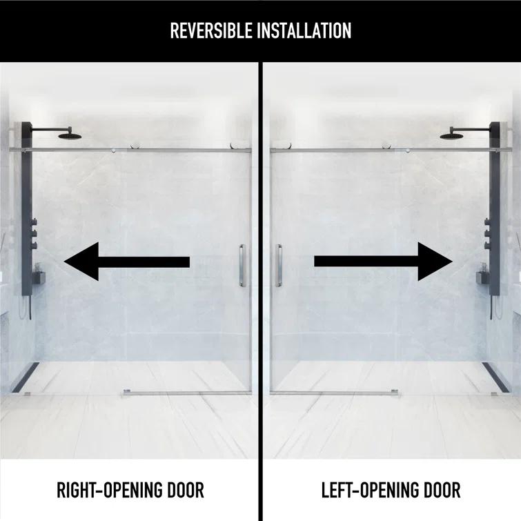 Elan 56-60" W x 76" H Sliding Frameless Shower Door with 3/8" Clear Glass