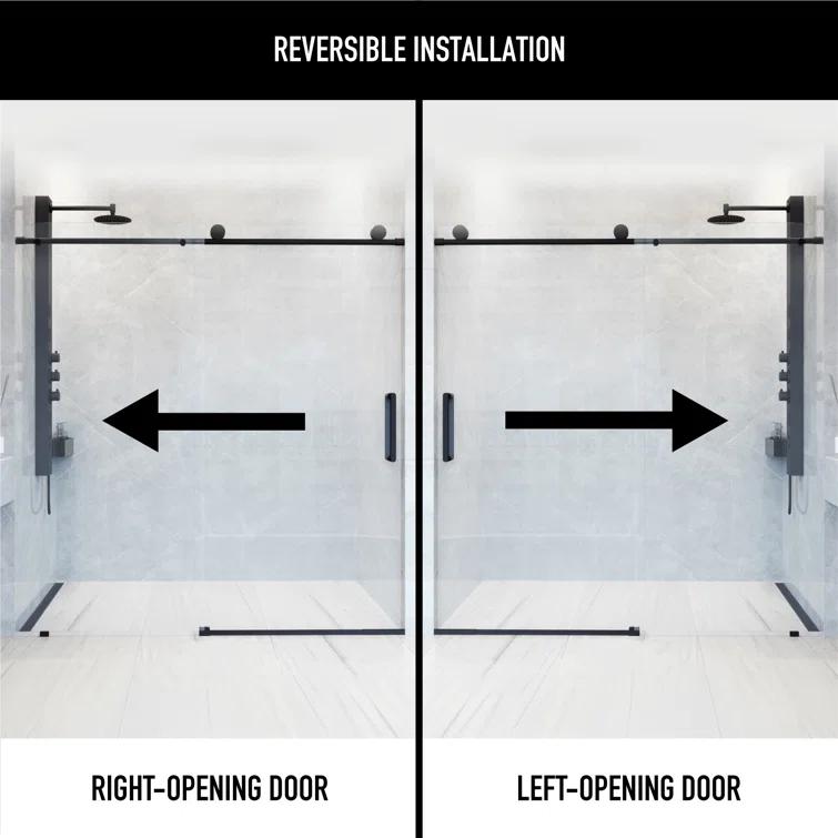 Elan 68-72" W x 76" H Sliding Frameless Shower Door with 3/8" Clear Glass