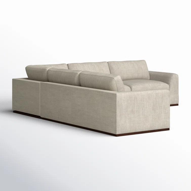 Aldred Silver Contemporary 120" Flared Arm Sectional Sofa