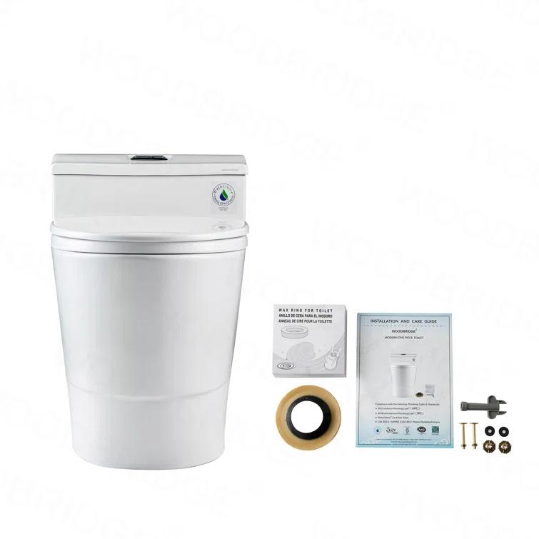 WoodBridge 1.6 Gallons GPF Elongated Comfort Height Floor Mounted One-Piece Toilet (Seat Included)