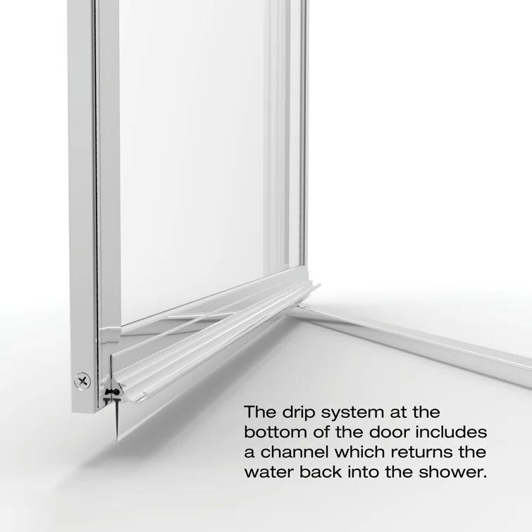 Deluxe 57.5'' W 68.6'' H Framed Neo-angle Reversible Shower Enclosure