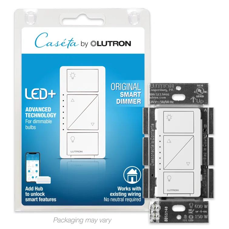 Lutron Caseta White 150 W Touch Smart-Enabled Dimmer Switch 1 pk