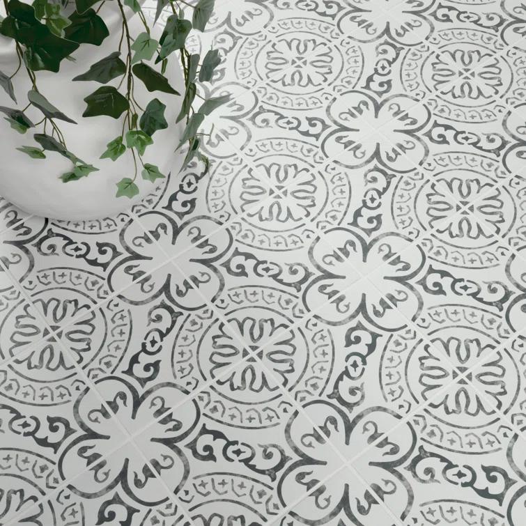 Amara 8" x 8" Encaustic Look Matte Porcelain Floor & Wall Tile