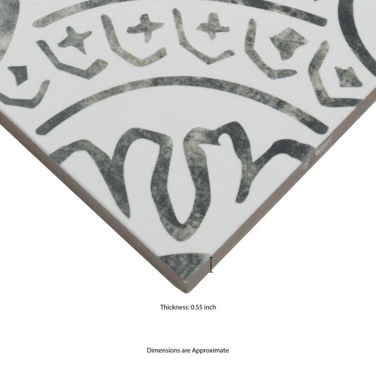 Amara 8" x 8" Encaustic Look Matte Porcelain Floor & Wall Tile
