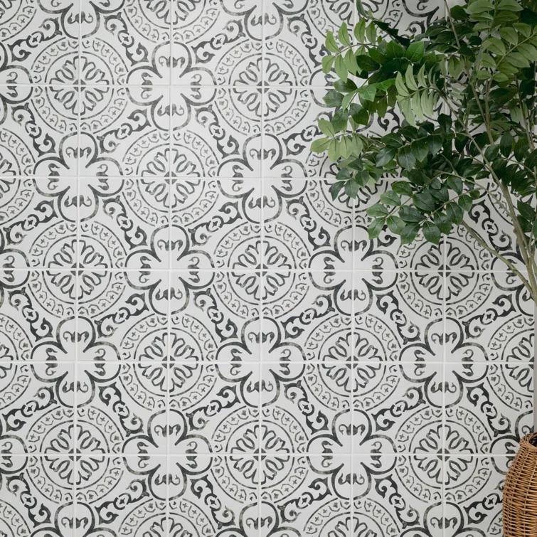 Amara 8" x 8" Encaustic Look Matte Porcelain Floor & Wall Tile