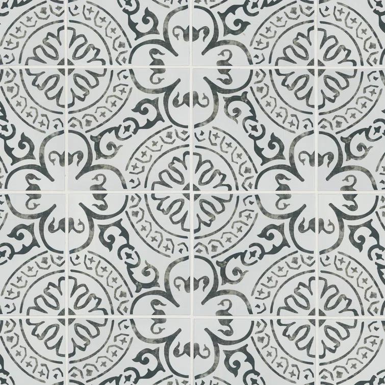 Amara 8" x 8" Encaustic Look Matte Porcelain Floor & Wall Tile