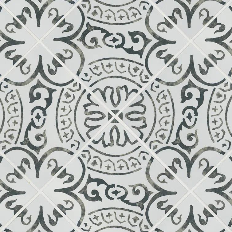 Amara 8" x 8" Encaustic Look Matte Porcelain Floor & Wall Tile