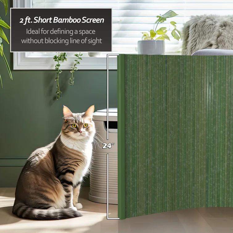 2 ft. Short Bamboo Wave Screen - Distressed Green