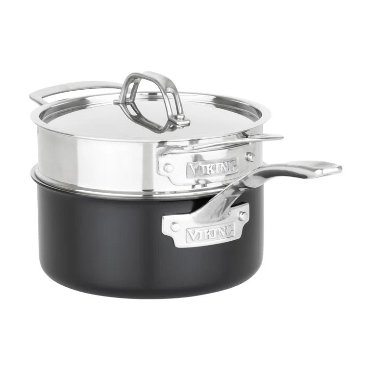 Viking Viking 12pc Cast Black 3-Ply Stainess Steel Cookware Set with Metal Lids
