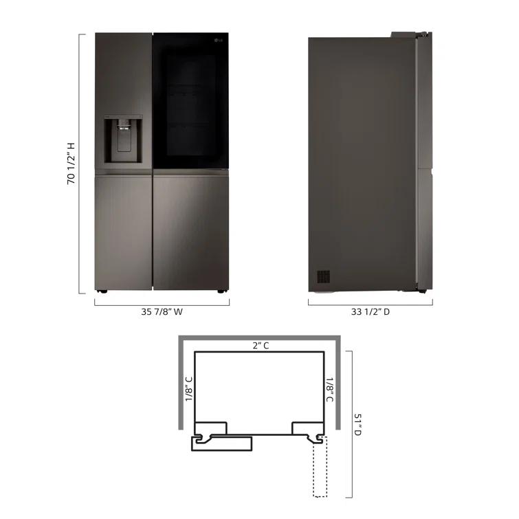 LG 27 cu. ft. Side by Side Smart Refrigerator w/ InstaView and Craft Ice