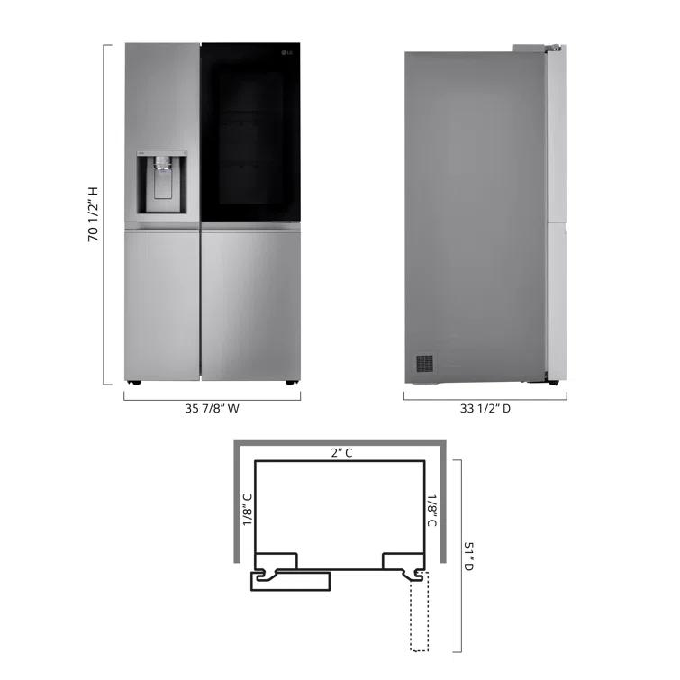 LG 27 cu. ft. Side by Side Smart Refrigerator w/ InstaView and Craft Ice