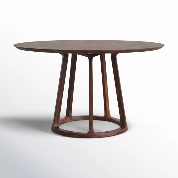 Elegant Mid-Century Modern Walnut Round Dining Table for Four