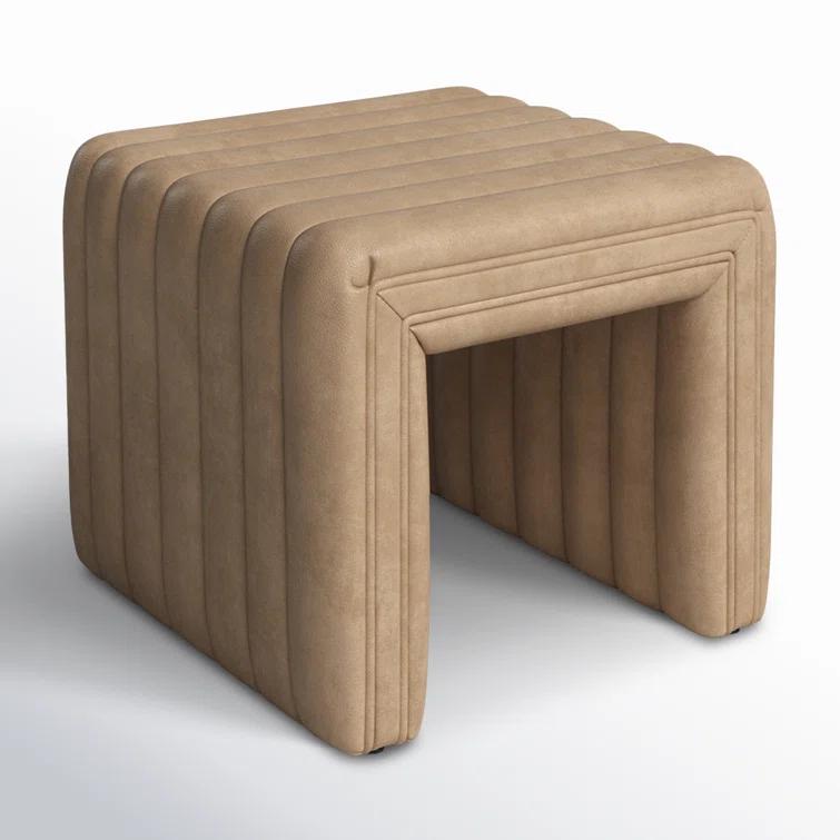 Augustine Modern Tufted Tawny Brown Leather Ottoman