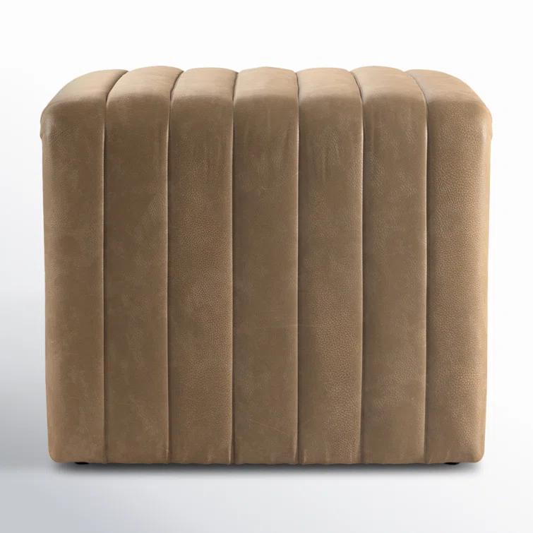 Augustine Modern Tufted Tawny Brown Leather Ottoman