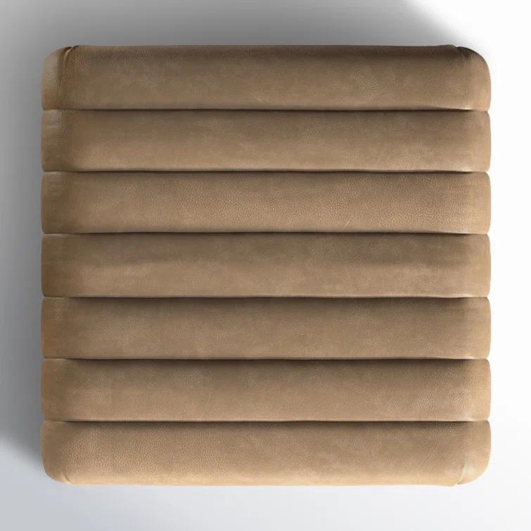 Augustine Modern Tufted Tawny Brown Leather Ottoman