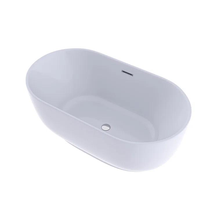 JimsMaison 59'' Acrylic Freestanding Soaking Bathtub In Glossy White JMUBBT21-59GW