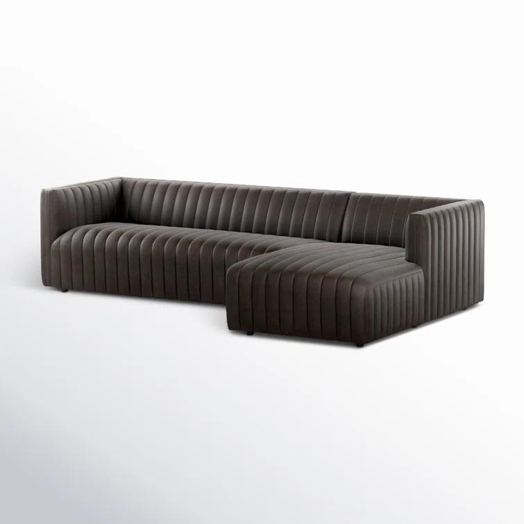 Deacon Wolf Genuine Leather Tufted Two-Piece Sectional Sofa