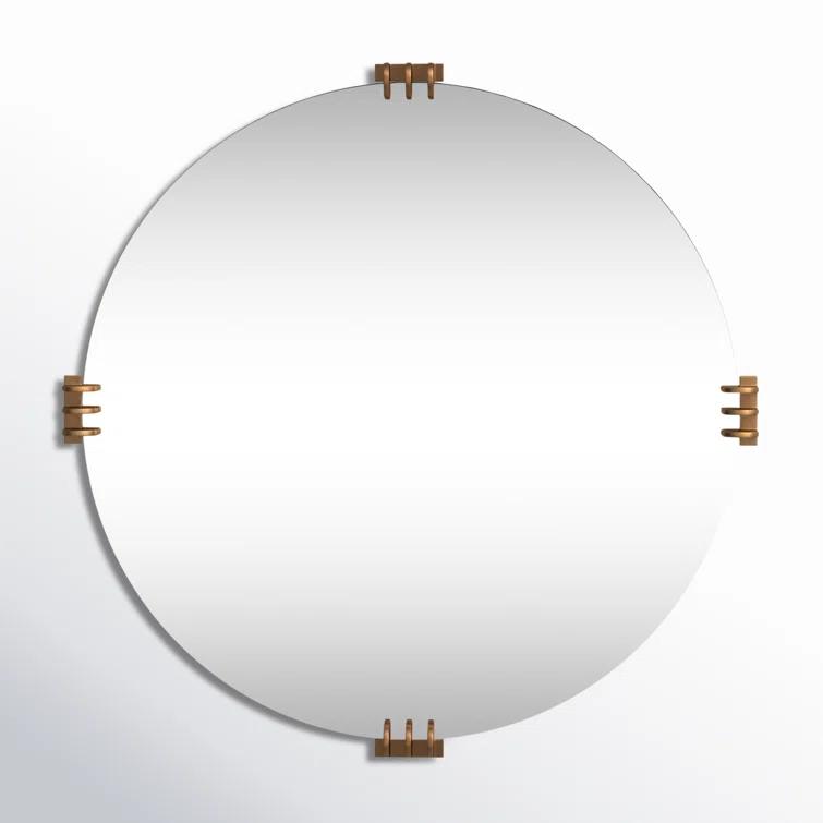 Aubrey 30" Round Frameless Gold Wall Mirror