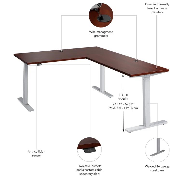 Bush Business Furniture Move 60 Series Height Adjustable L Shaped Standing Desk