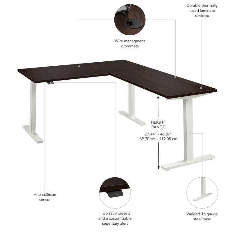 Bush Business Furniture Move 60 Series Height Adjustable L Shaped Standing Desk