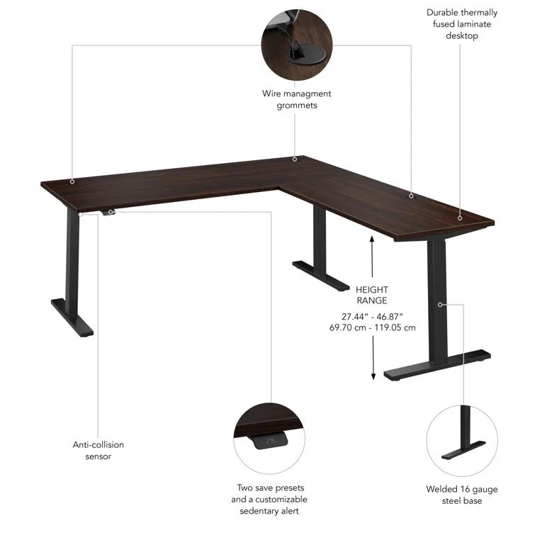 Bush Business Furniture Move 60 Series Height Adjustable L Shaped Standing Desk